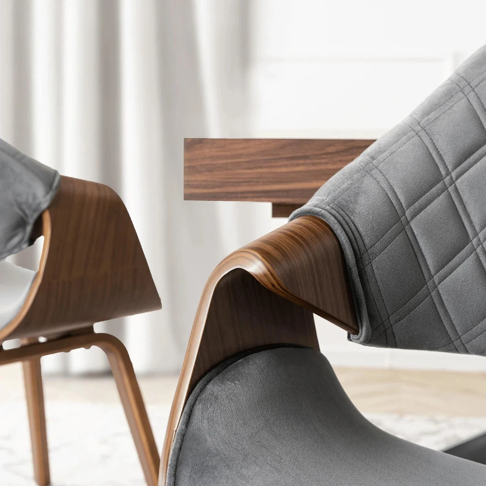 Fotelis Mebel Elite Kėdė LUISE su porankiais, 60,5 × 55 × 87 cm, pilka / riešuto spalvos