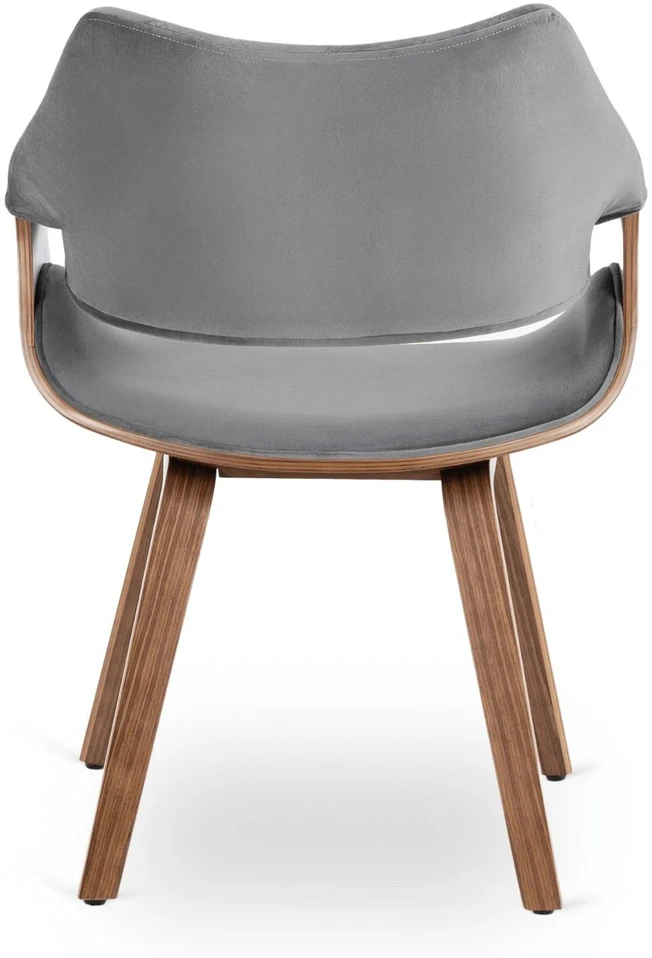 Fotelis Mebel Elite Kėdė LUISE su porankiais, 60,5 × 55 × 87 cm, pilka / riešuto spalvos