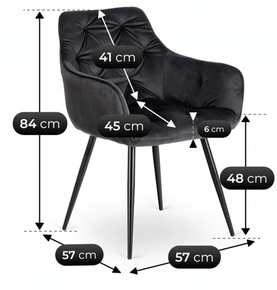 Mebel Elite Kėdė MODESTO, juoda, veliūrinio audinio
