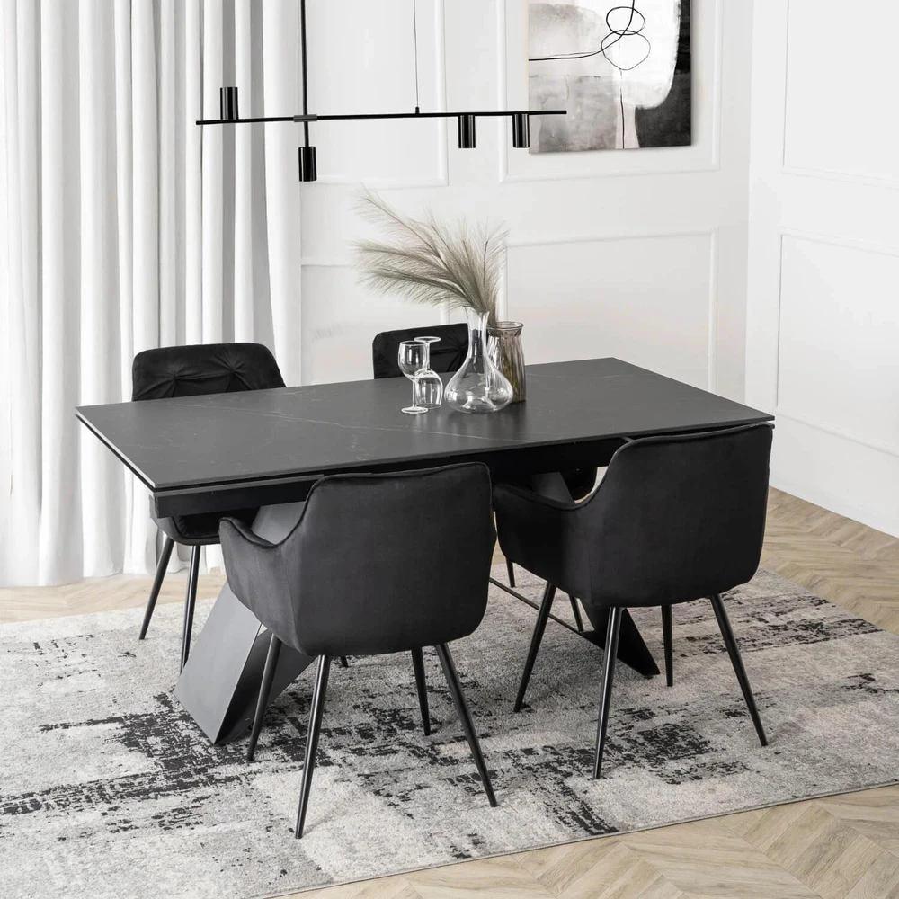 Mebel Elite Kėdė MODESTO, juoda, veliūrinio audinio