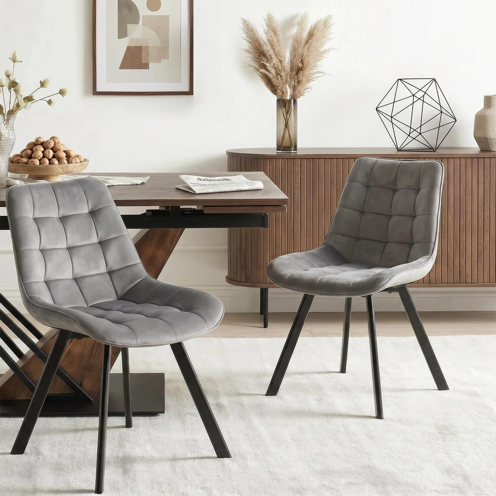 Fotelis Mebel Elite Kėdė RICK, pilka, veliūras