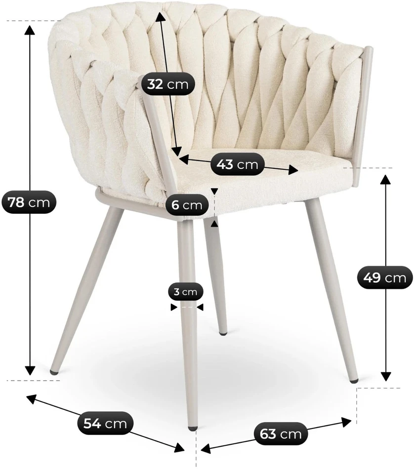 Fotelis Mebel Elite Kėdė su porankiais, 44 × 43 × 49 cm, kreminė