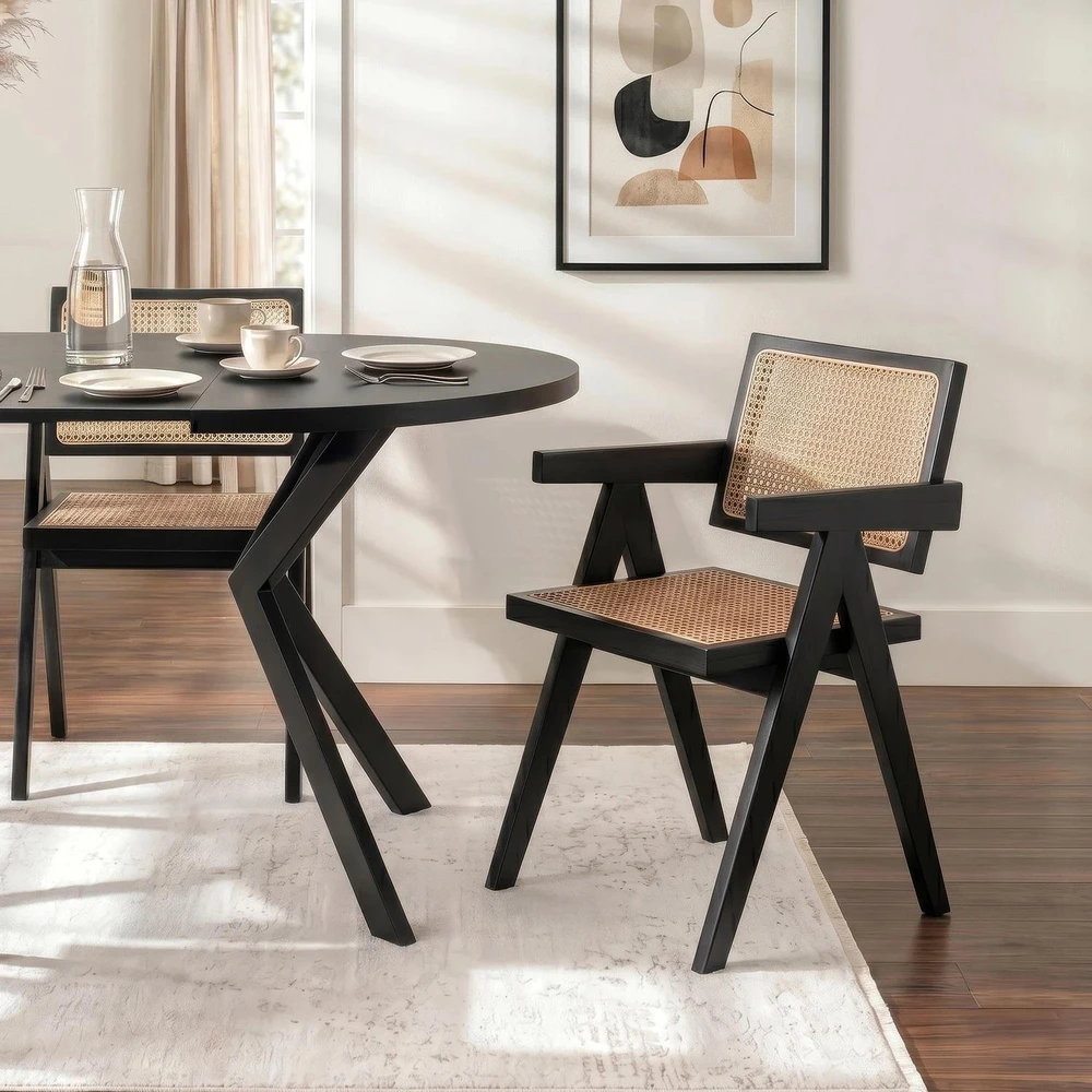 Mebel Elite Kėdė su porankiais, ažūrinė, juoda ir smėlio spalvos