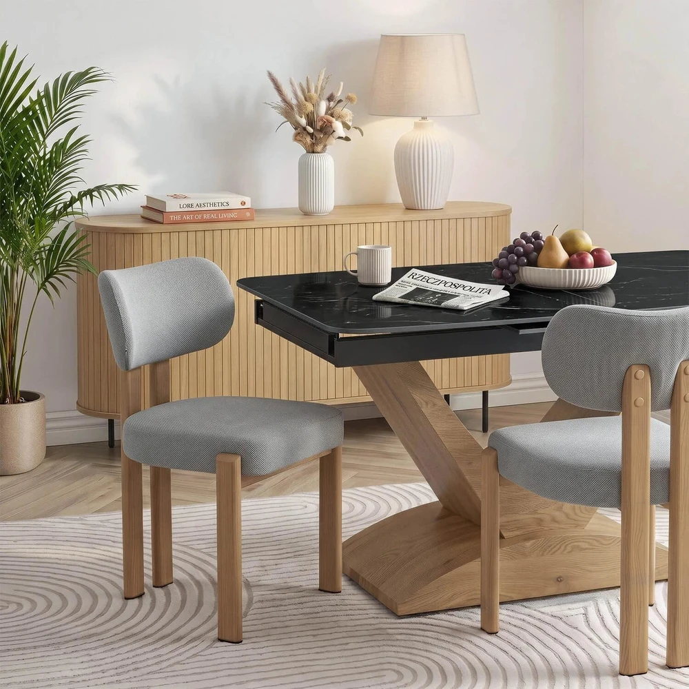 Mebel Elite Kėdė su porankiais GRENADA, 50 × 52 × 80 cm, pilka / ąžuolo spalvos