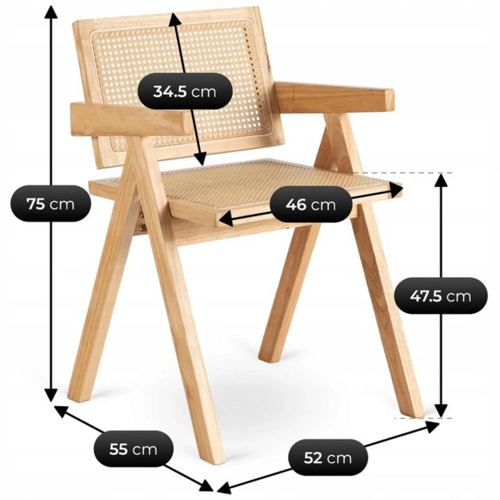 Mebel Elite Kėdė su porankiais MADERA, 52 × 55 × 75 cm, ąžuolo ir smėlio spalvos