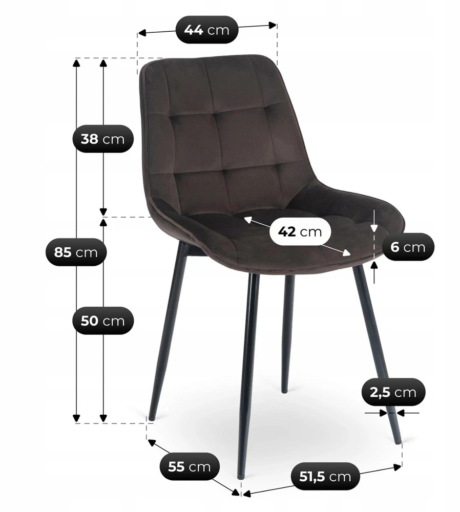 Mebel Elite Kėdė su veliūro apmušalu, 51,5 × 55 × 85 cm, ruda