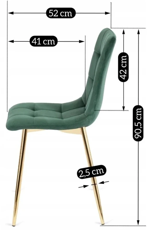 Fotelis Mebel Elite Kėdė YORK, aksominė, žalia, 43 × 52 × 90,5 cm