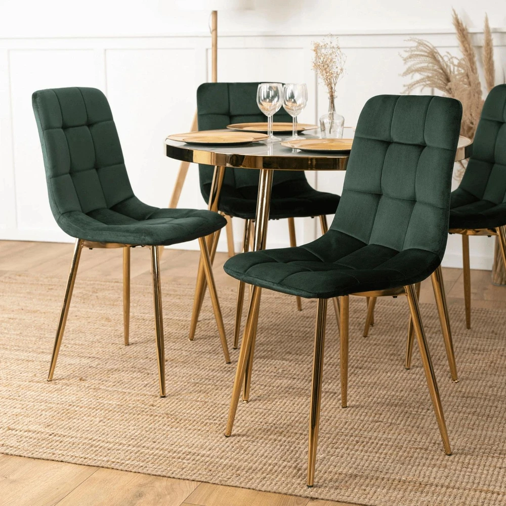 Fotelis Mebel Elite Kėdė YORK, aksominė, žalia, 43 × 52 × 90,5 cm