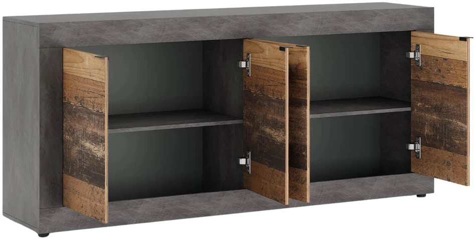 Mebel Elite Komoda, 180 cm, tamsaus ąžuolo ir juoda