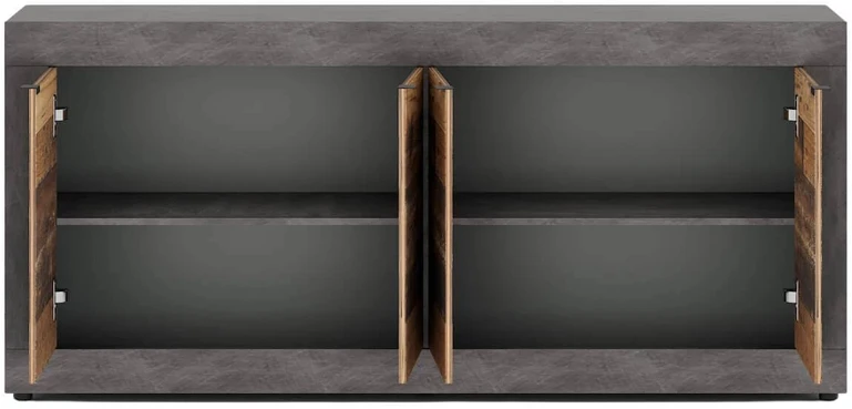 Mebel Elite Komoda, 180 cm, tamsaus ąžuolo ir juoda
