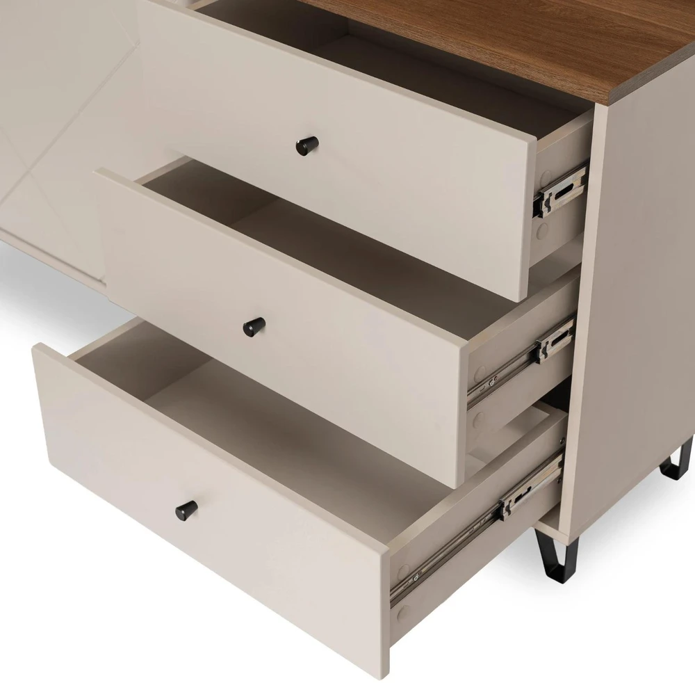 Mebel Elite Komoda, 183 cm, kašmyro ir „Castello“ ąžuolo spalvos