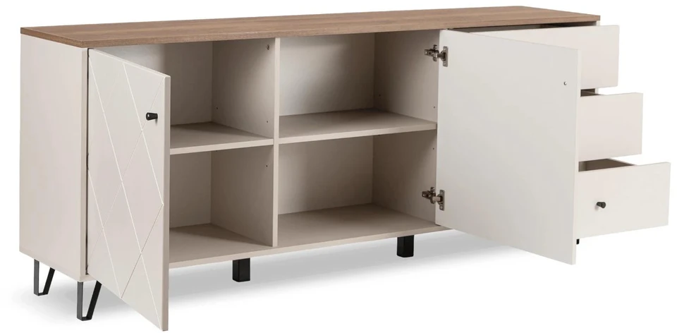 Mebel Elite Komoda, 183 cm, kašmyro ir „Castello“ ąžuolo spalvos