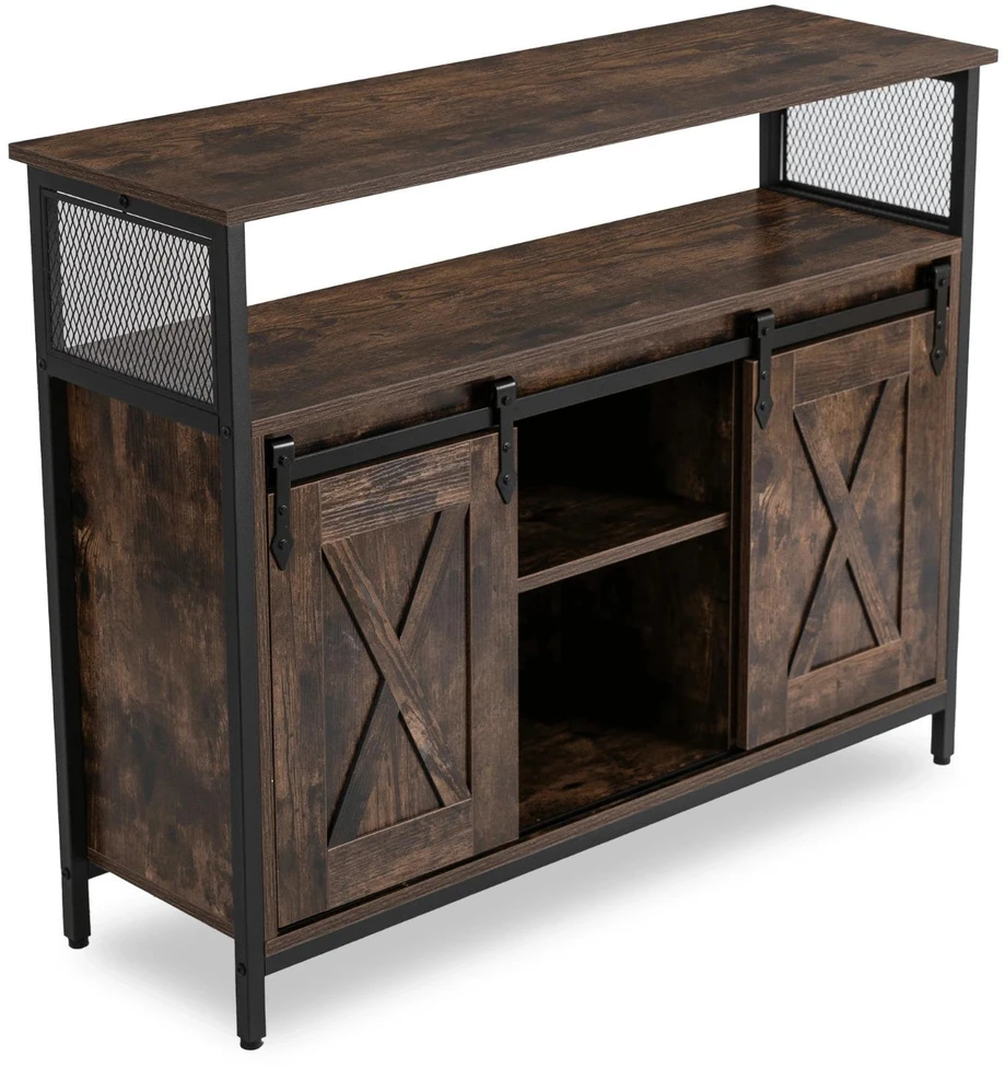 Mebel Elite Komoda ARLO su 3 lentynomis, 100 × 30 × 81 cm, rustikinio ąžuolo / juoda