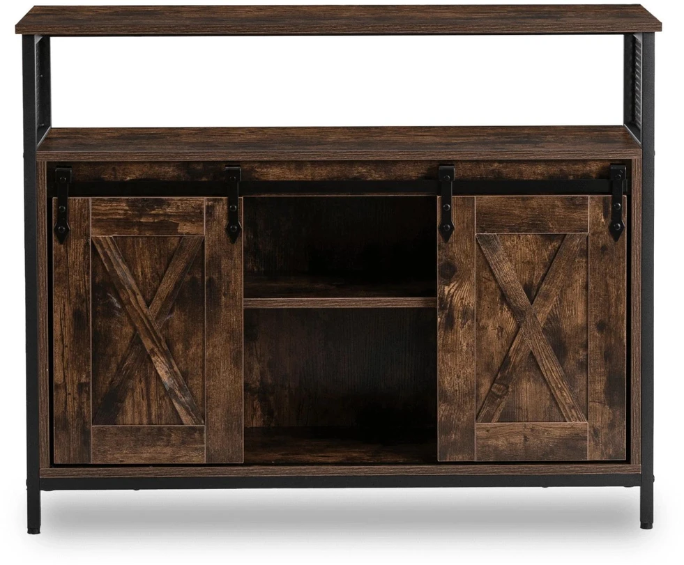 Mebel Elite Komoda ARLO su 3 lentynomis, 100 × 30 × 81 cm, rustikinio ąžuolo / juoda