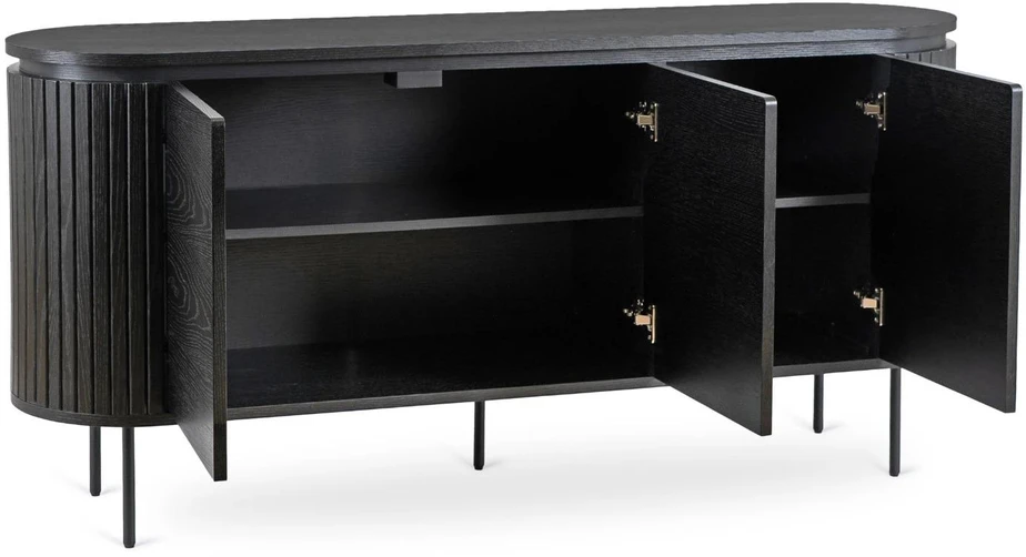 Mebel Elite Komoda BECK, 3 durelių, 160 cm, juoda