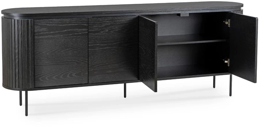 Mebel Elite Komoda BECK, 4 durų, 200 cm, juoda