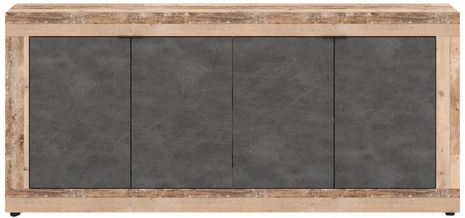 Mebel Elite Komoda BLAGO, 180 cm, juodos ir neapdoroto ąžuolo spalvų