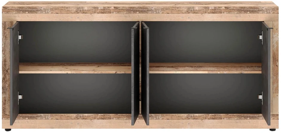 Mebel Elite Komoda BLAGO, 180 cm, juodos ir neapdoroto ąžuolo spalvų