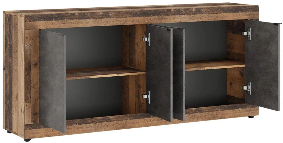 Mebel Elite Komoda BLAGO, 180 cm, tamsaus ąžuolo ir grafito spalvos