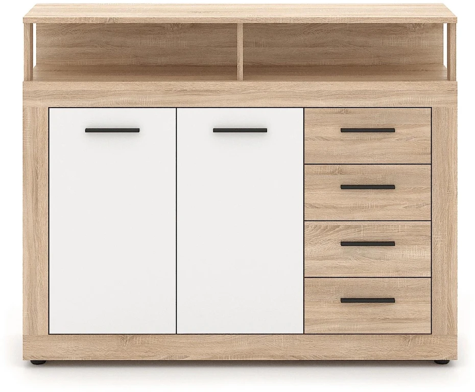 Mebel Elite Komoda BLAGO MIDI A, 119,5 cm, sonomos ąžuolo ir balta