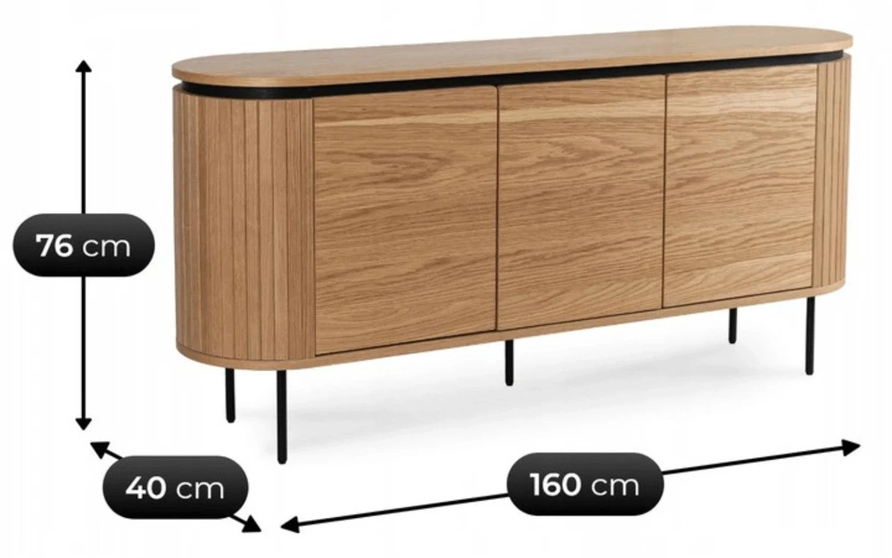 Mebel Elite Komoda su 3 durelėmis, 160 × 40 × 76 cm, ąžuolo spalvos