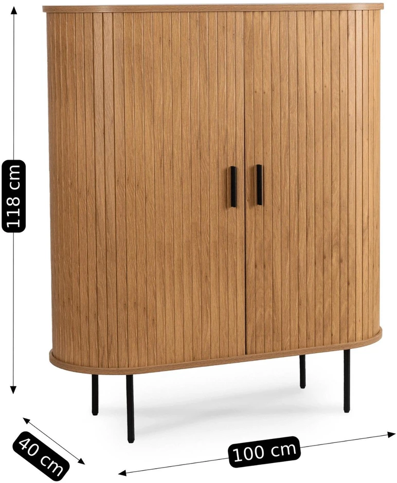 Mebel Elite Komoda su dvejomis stumdomosiomis durimis, 100 × 40 × 118 cm, ąžuolo spalvos