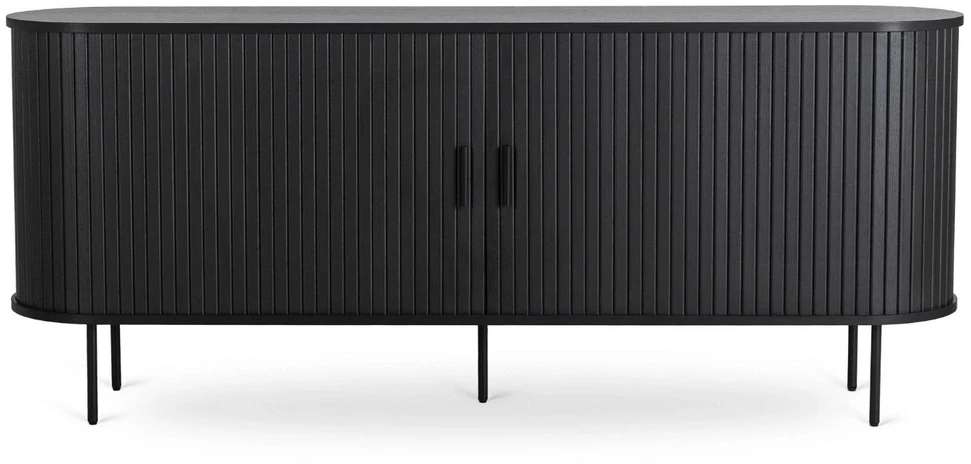 Mebel Elite Komoda TRISH, 2 stumdomos durelės, 180 cm, ąžuolo ir juodos spalvos
