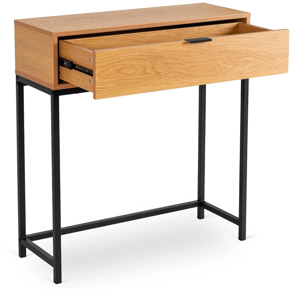 Mebel Elite Kosmetinis staliukas PETRA, 75 × 28 × 81 cm, ąžuolo ir juodos spalvos