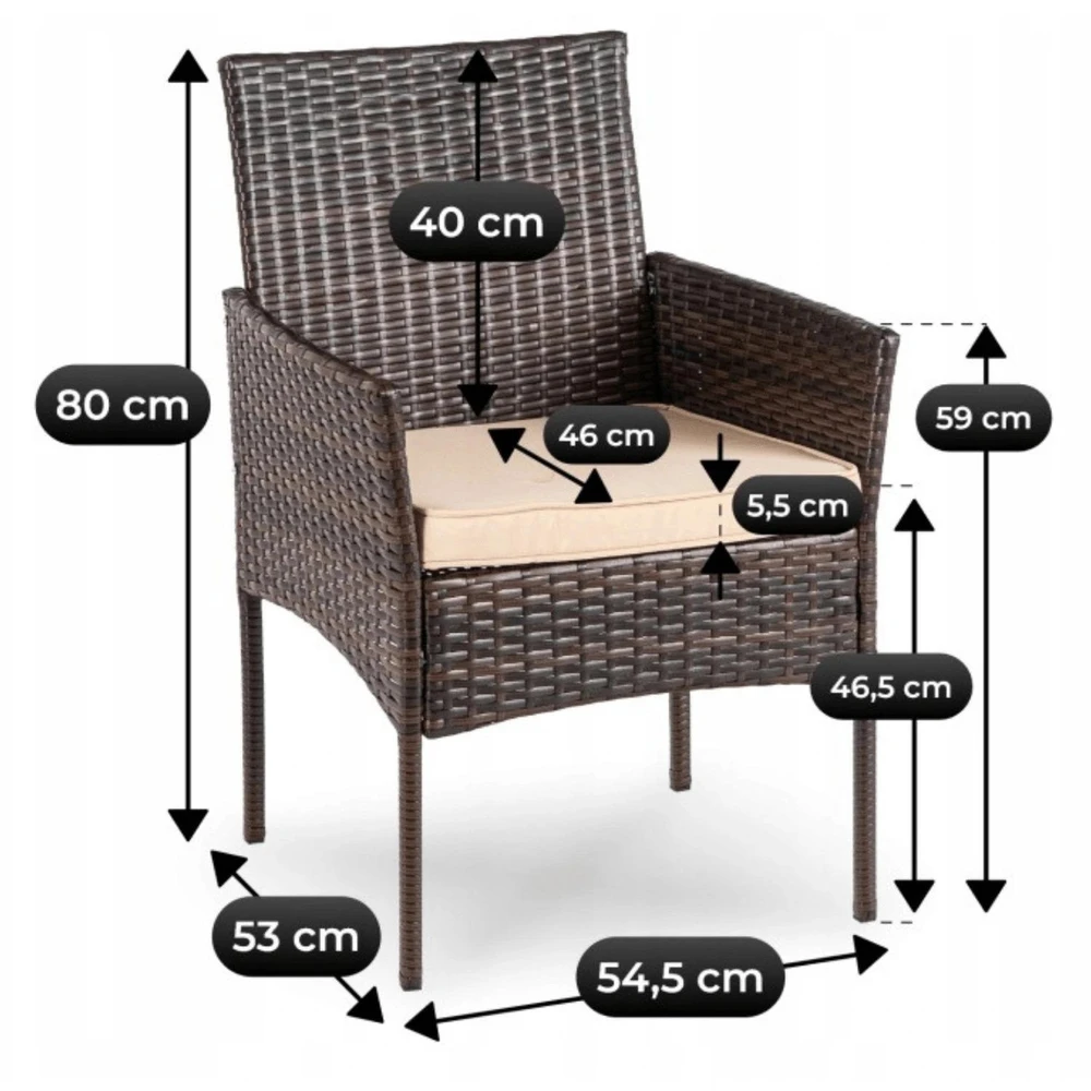 Mebel Elite Lauko baldų komplektas AZUL, apvalus stalas, rudas ir smėlio spalvos