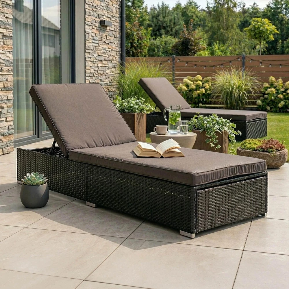 Lauko baldų komplektas Mebel Elite Lauko gultas LARGO, 195 × 70 cm, juodas