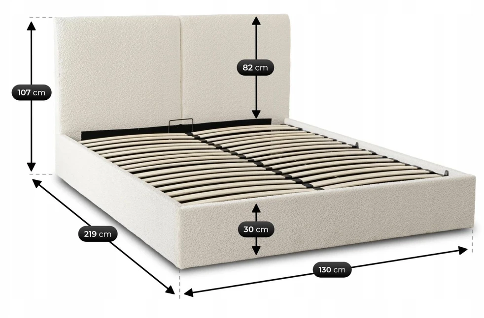 Mebel Elite Lova MARSYLIA su patalynės dėže, 120 × 200 cm, kreminė