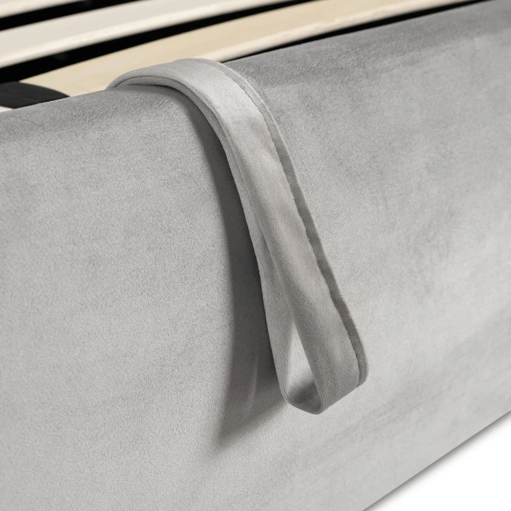 Mebel Elite Lova su patalynės dėže, velūrinė, 140 × 200 cm, pilka
