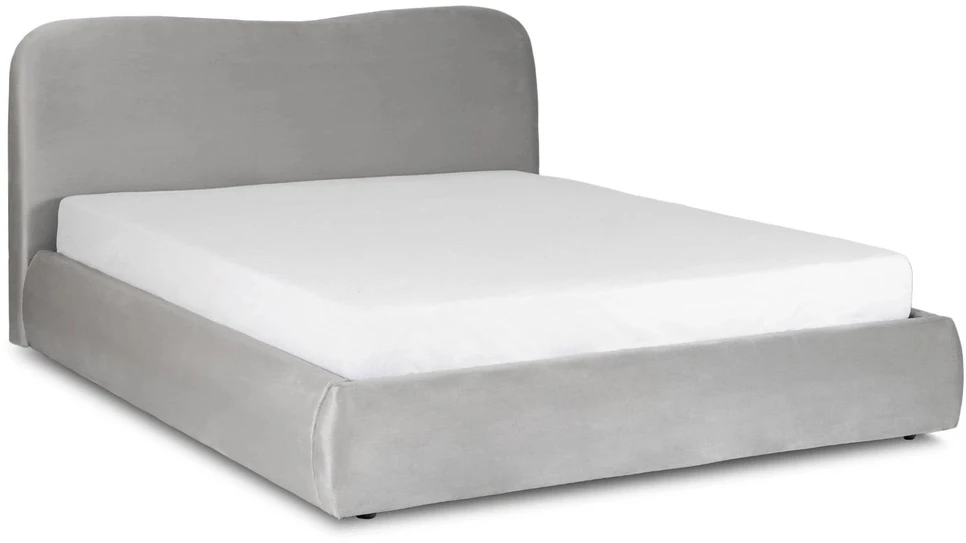 Mebel Elite Lova su patalynės dėže, velūrinė, 140 × 200 cm, pilka