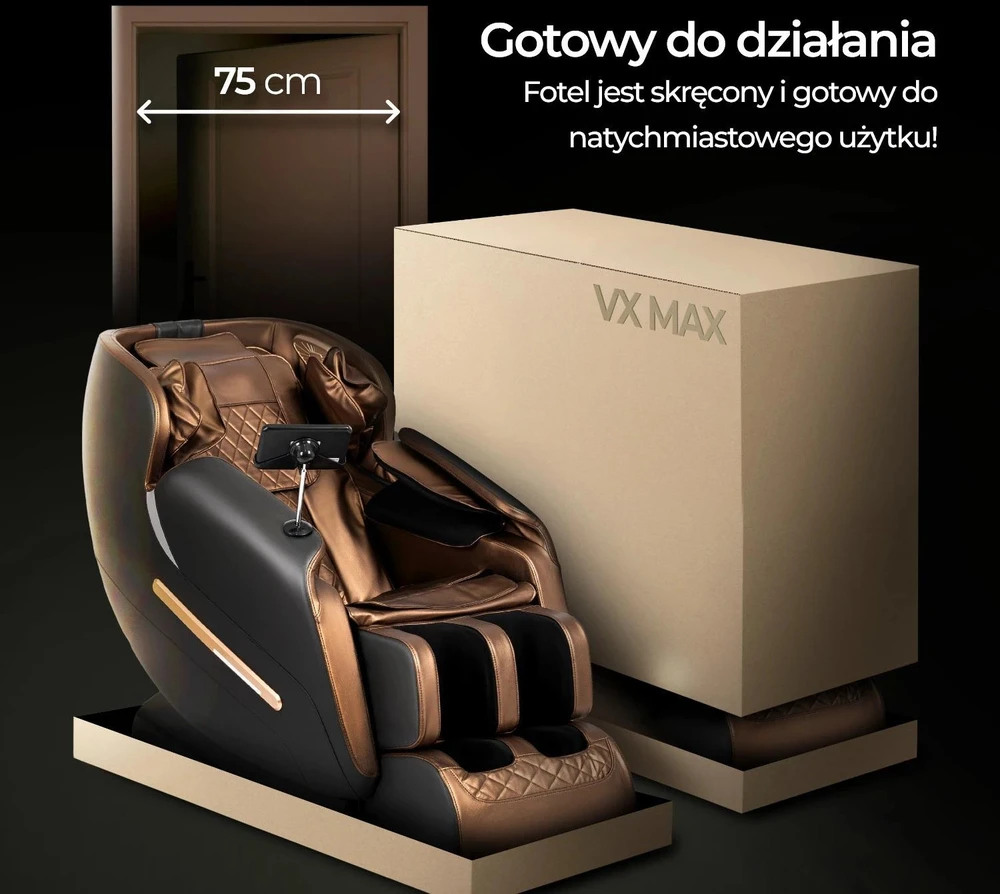 Mebel Elite Masažinis fotelis VX MAX, ruda eko oda