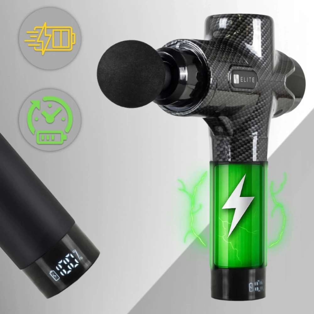 Mebel Elite Masažinis pistoletas ME-MG06, 12 keičiamų antgalių, juodas