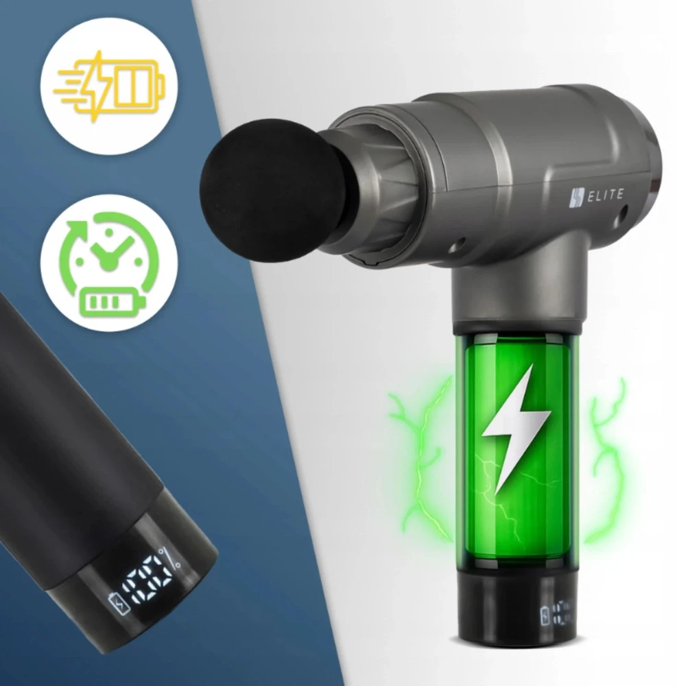 Mebel Elite Masažinis pistoletas ME-MG07, 12 intensyvumo lygių, 7 antgaliai