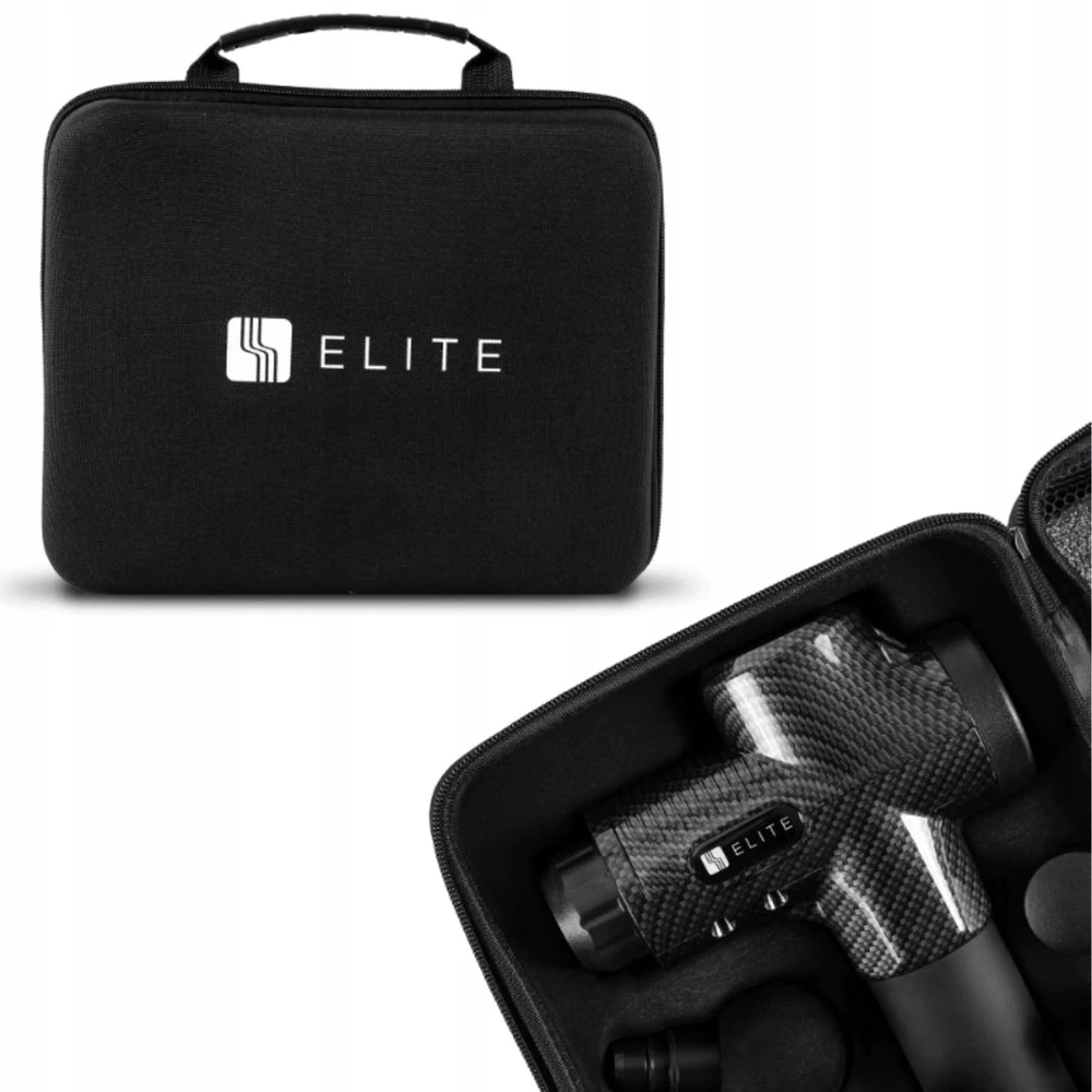 Mebel Elite Masažo pistoletas, 30 intensyvumo lygių, 10 antgalių, juodas