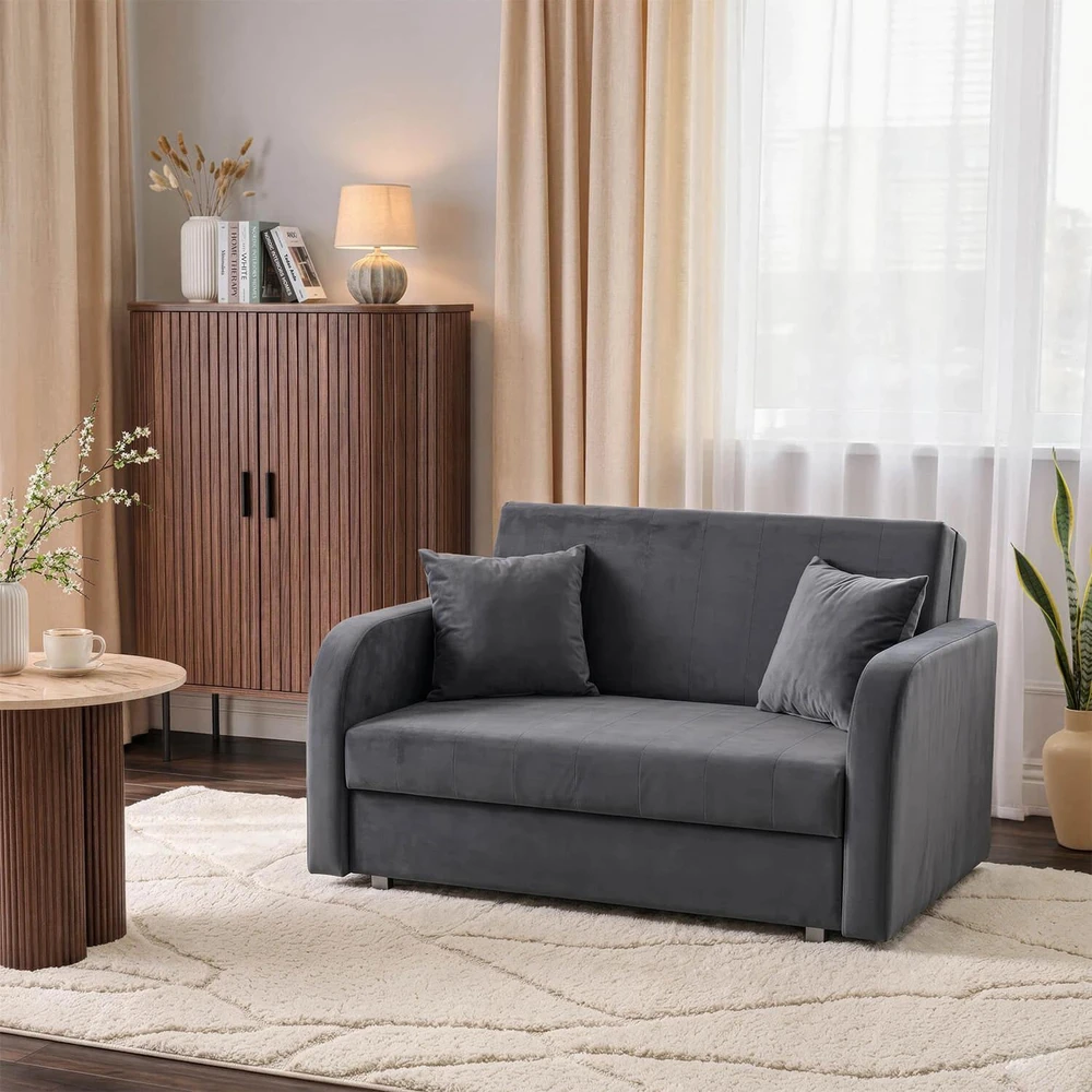 Mebel Elite MEBELELITE VERO 2 dvivietis fotelis-lova, 195 × 112 cm, pilkas