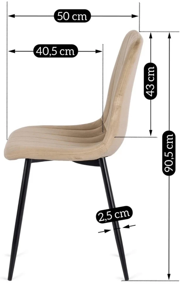 Mebel Elite Minkšta kėdė IBIS, veliūrinė, smėlio spalvos