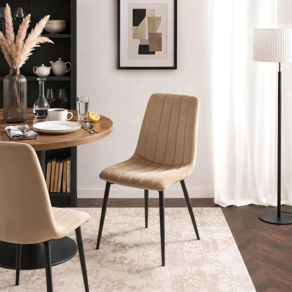 Mebel Elite Minkšta kėdė IBIS, veliūrinė, smėlio spalvos