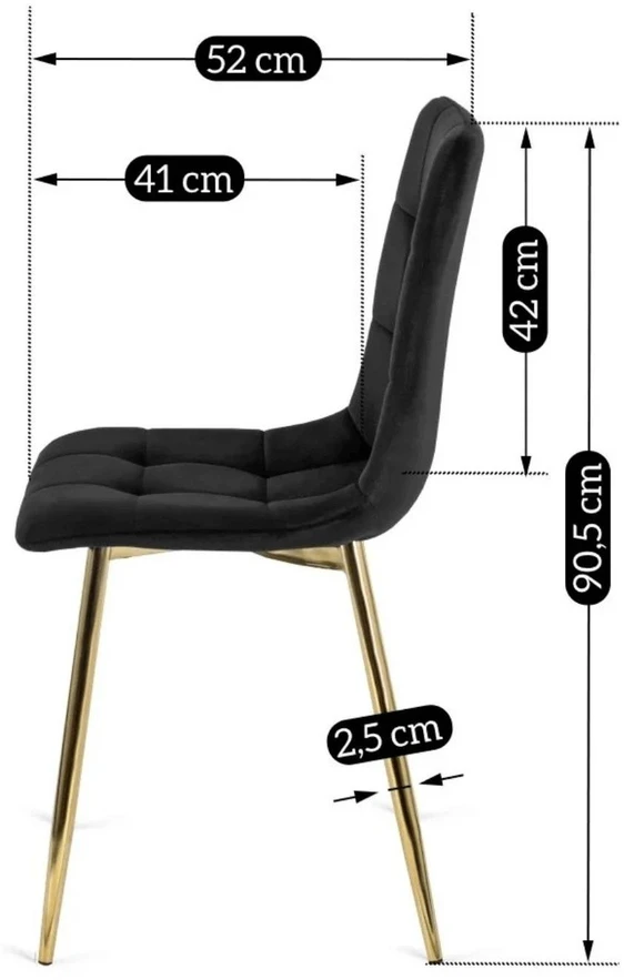 Mebel Elite Minkšta kėdė YORK, aksominė, 43 × 52 × 90,5 cm, juoda
