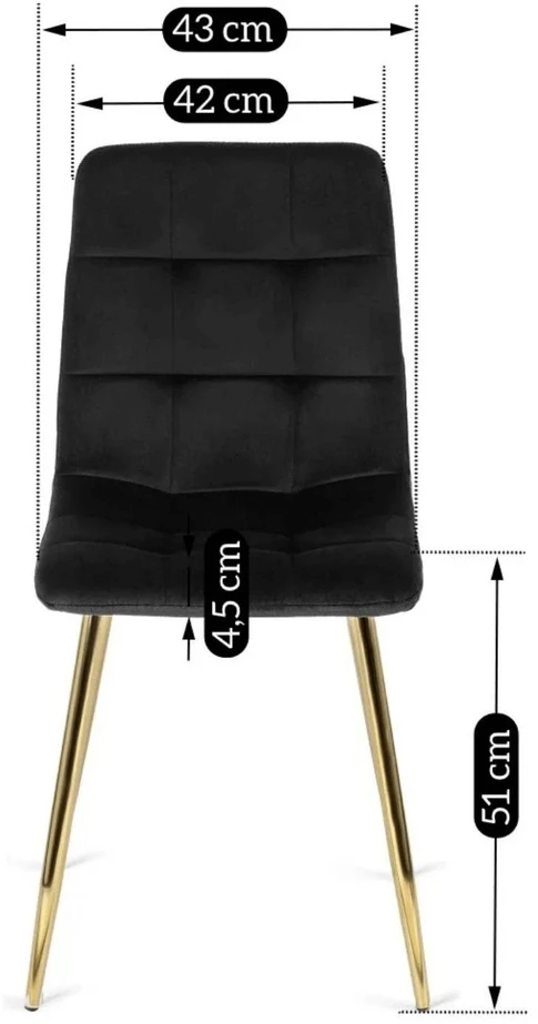 Mebel Elite Minkšta kėdė YORK, aksominė, 43 × 52 × 90,5 cm, juoda