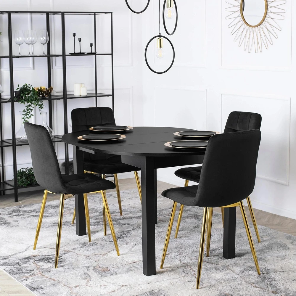 Mebel Elite Minkšta kėdė YORK, aksominė, 43 × 52 × 90,5 cm, juoda