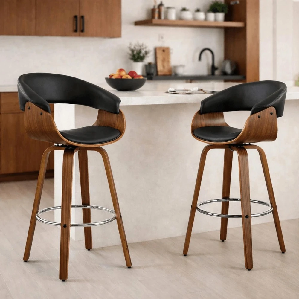 Mebel Elite Pasukama baro kėdė JERSEY, juoda, riešutmedžio spalvos