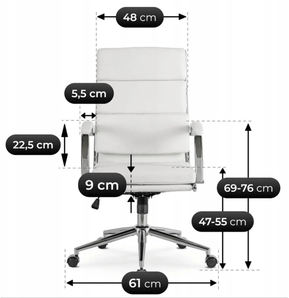 Mebel Elite CAMILO pasukama biuro kėdė, balta, eko oda, moderni