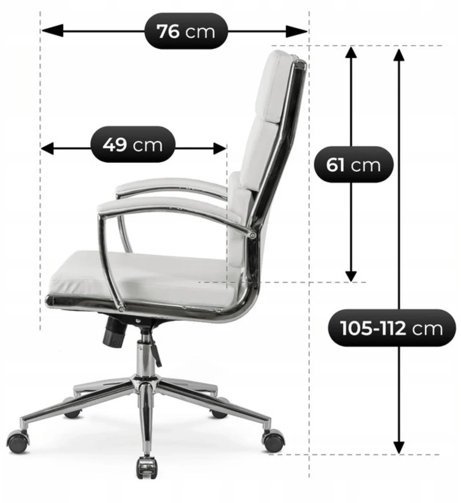 Mebel Elite CAMILO pasukama biuro kėdė, balta, eko oda, moderni