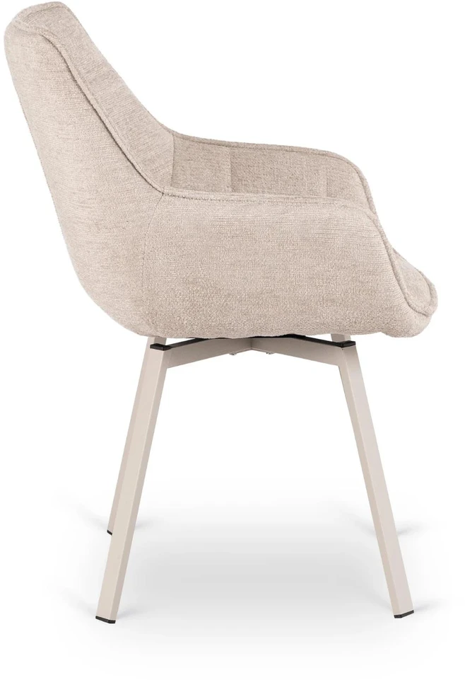 Fotelis Mebel Elite Minkštas pasukamas krėslas MOND kreminės spalvos modernus