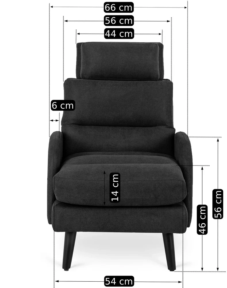 Mebel Elite Poilsio fotelis HENRY su kojų atrama, juodas