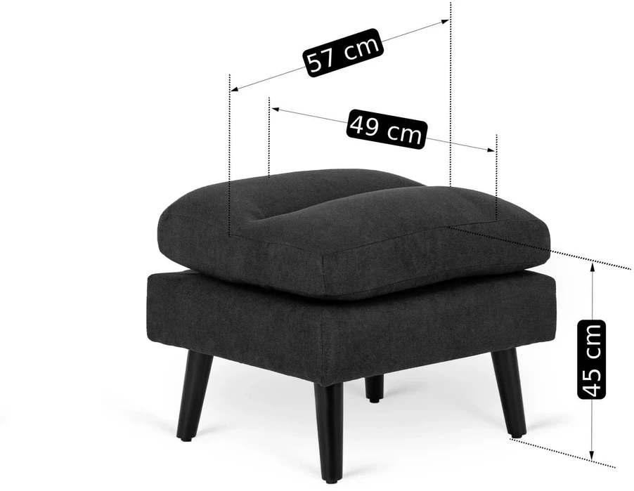 Mebel Elite Poilsio fotelis HENRY su kojų atrama, juodas