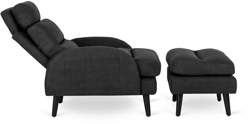 Mebel Elite Poilsio fotelis HENRY su kojų atrama, juodas